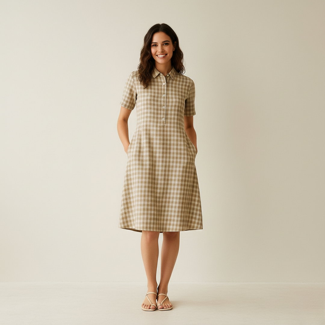 Vrbové - Lněné košilové šaty