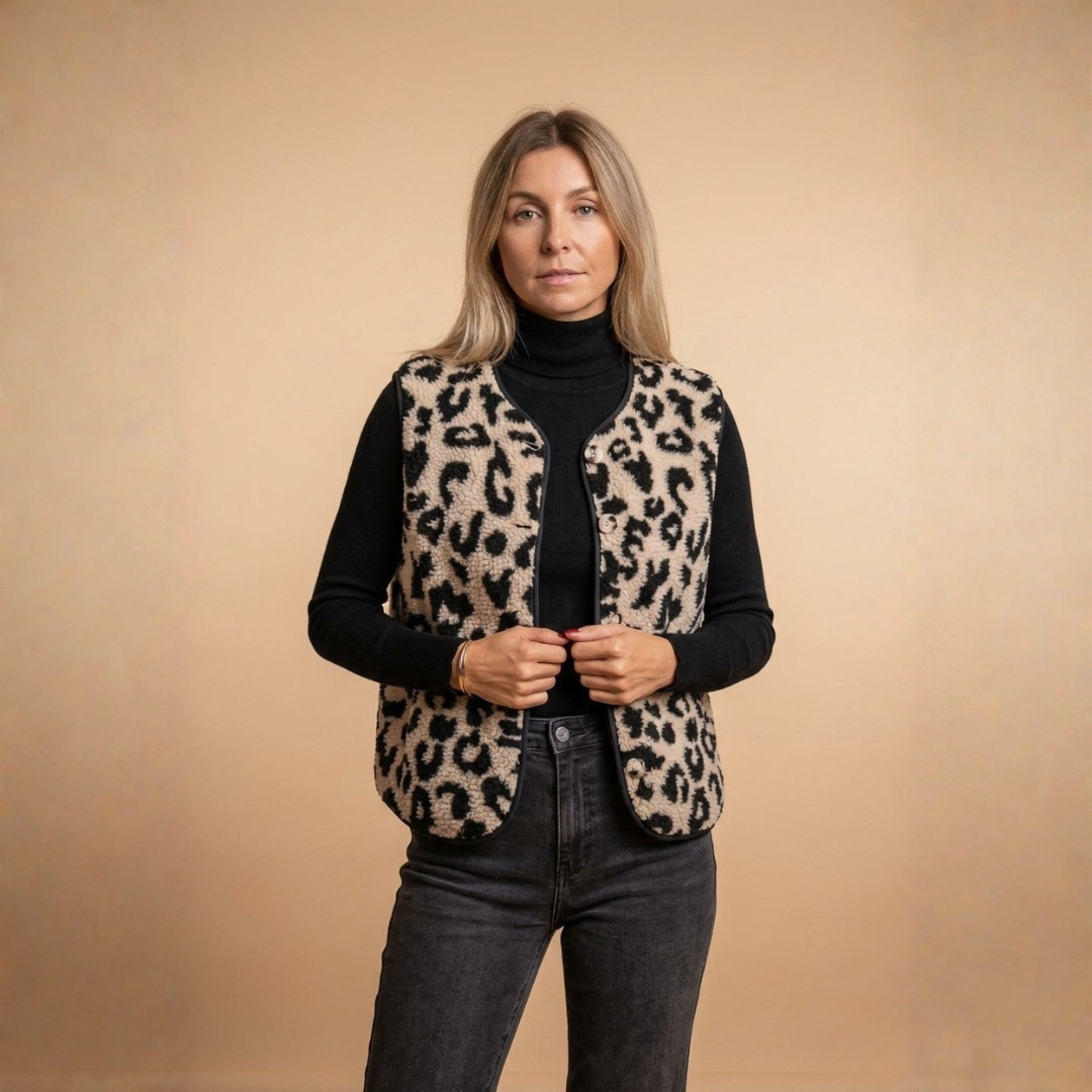 Evi - Pletená vesta s leopardím vzorem