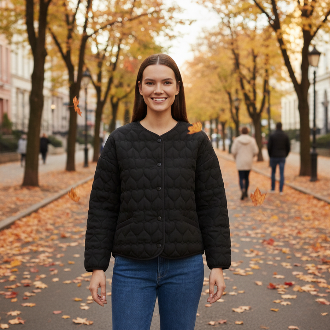 Eva - Prošívaná bunda se srdíčkem 