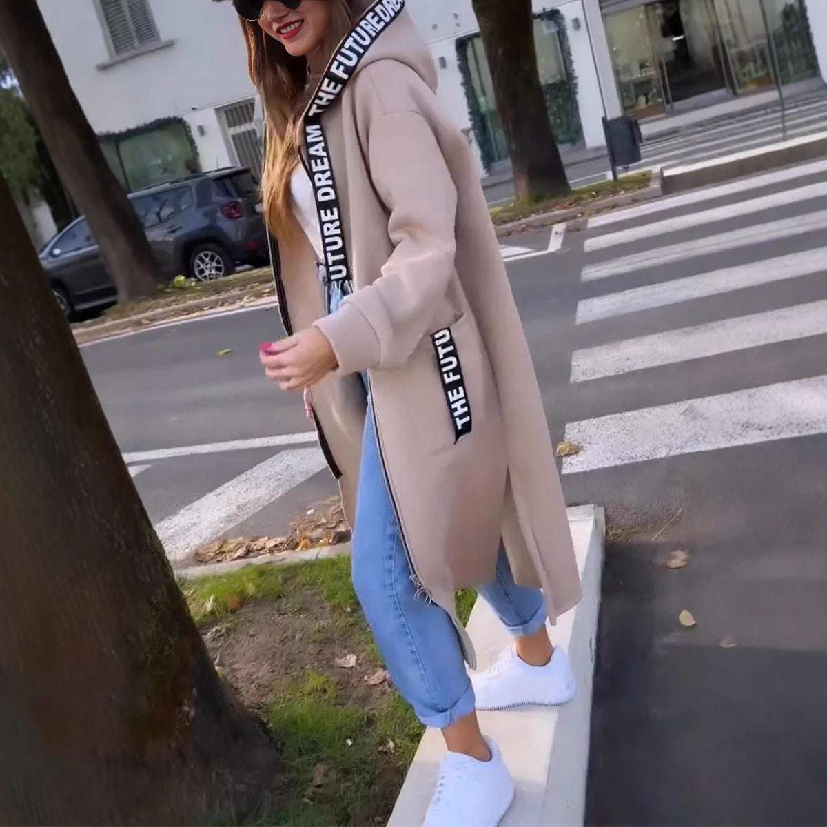 Aria - Elegantní dlouhá mikina s kapucí